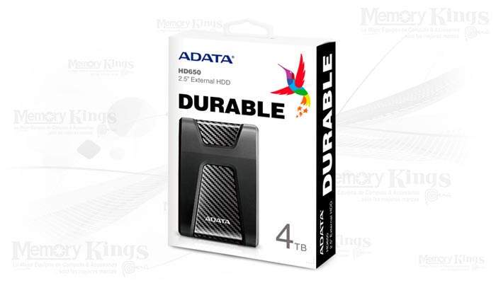 DISCO EXTERNO A-DATA HD650 2.6", 4TB, USB3.2, 5Gb/s, AHD650-4TU31-CBK, NEGRO, Antigolpes