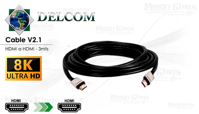 CABLE HDMI a HDMI 20mts DELCOM UHD 2.1V 8K|4K