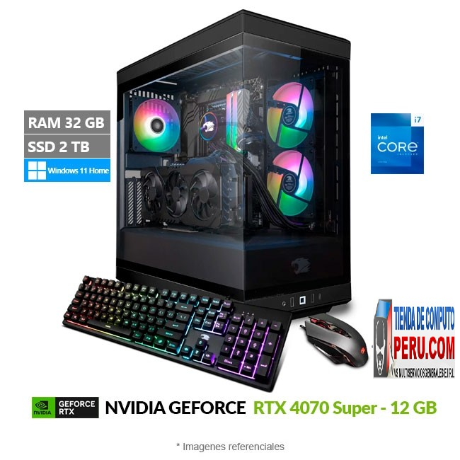 PC iBUYPOWER Y40 Pro Black Gaming, Intel Core i7-14700F Hasta 5.5 GHz, RAM 32GB, SSD 2TB, Video 12GB NVIDIA GeForce RTX 4070 Super, Windows 11 Home