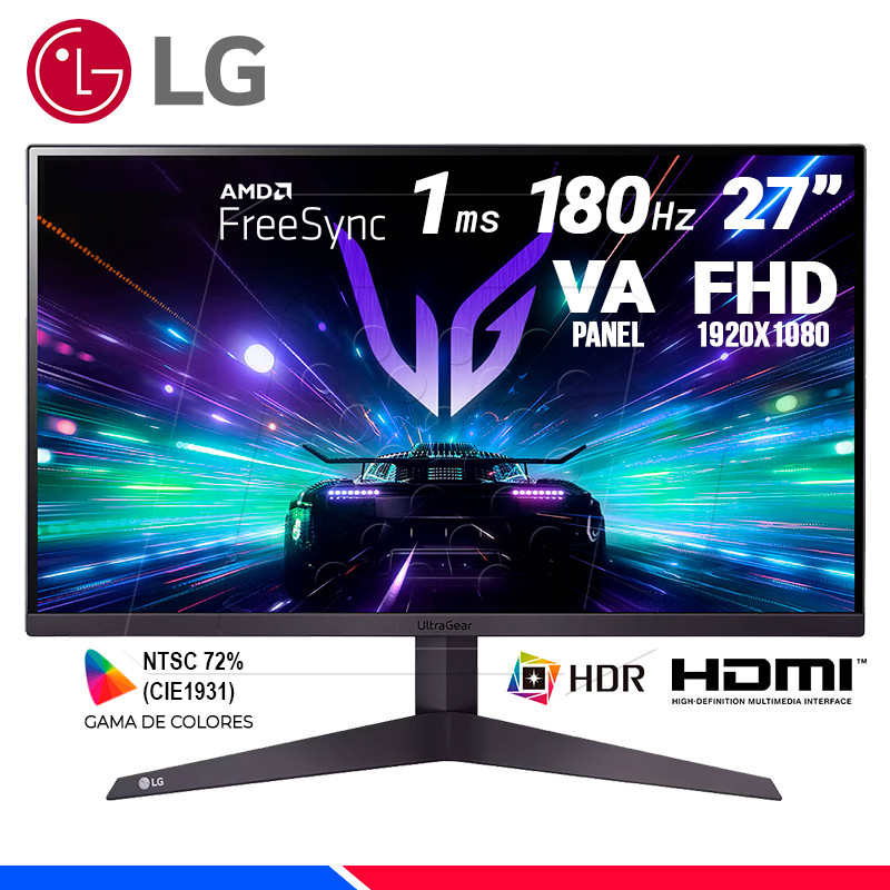 monitor lg gaming 27 ultragear fhd va (1920x1080), 180hz, hdmix2/dpx1/headphone-out 