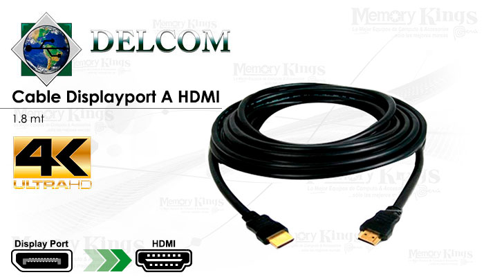 CABLE DisplayPort a HDMI DELCOM 1.8mts 4K