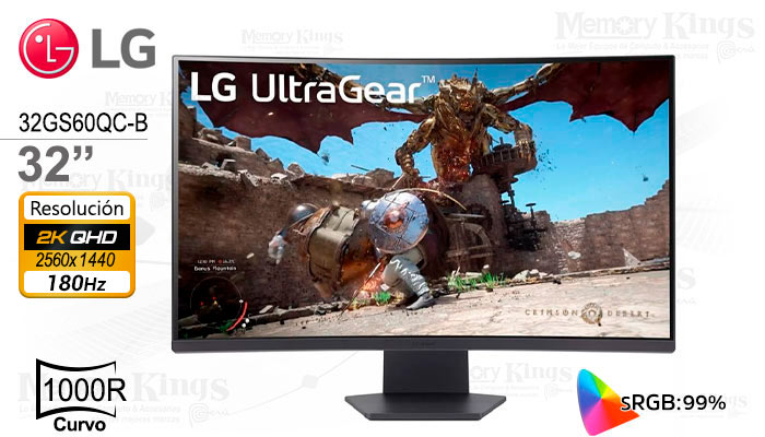 MONITOR LG LED GAMING 32" VA CURVO 1000R QHD 1MS GTG 180HZ FR