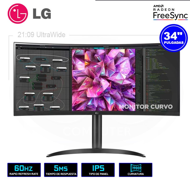 MONITOR LG LED IPS 34" FORMATO 219 W-QHD CURVED 60HZ HDR 10 F