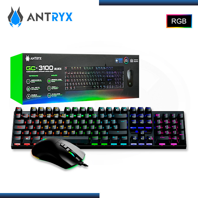 TECLADO+MOUSE Gaming ANTRYX GC-3100 MECANICO SW BLUE RGB BLACK