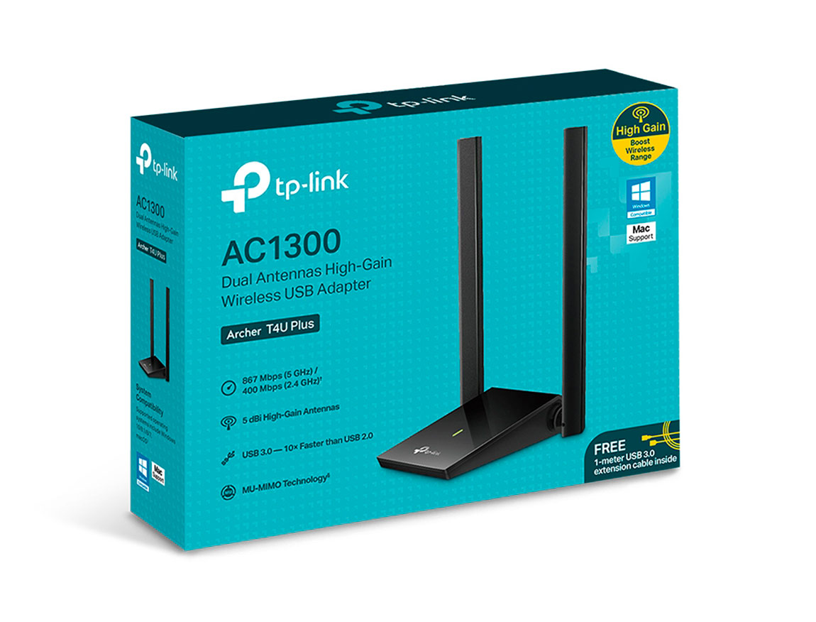 ADAPTADOR INALAMBRICO USB AC1300 DUAL BAND, 2 ANTENAS, ARCHER T4U PLUS  TP-LINK