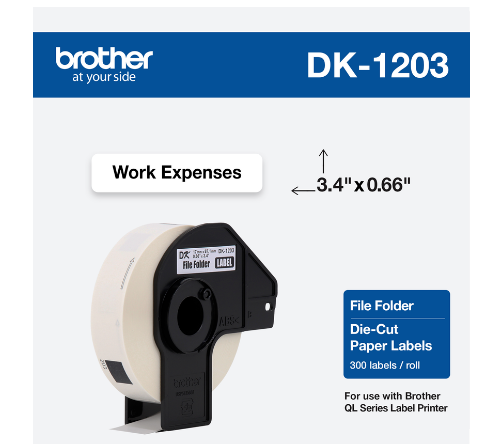 FILE FOLDER PAPER LABEL BROTHER DK1203 (300 LABELS)