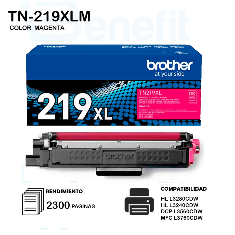 TONER BROTHER TN219XLM MAGENTA(L3560, L3760,L3280)2300 PAG.
