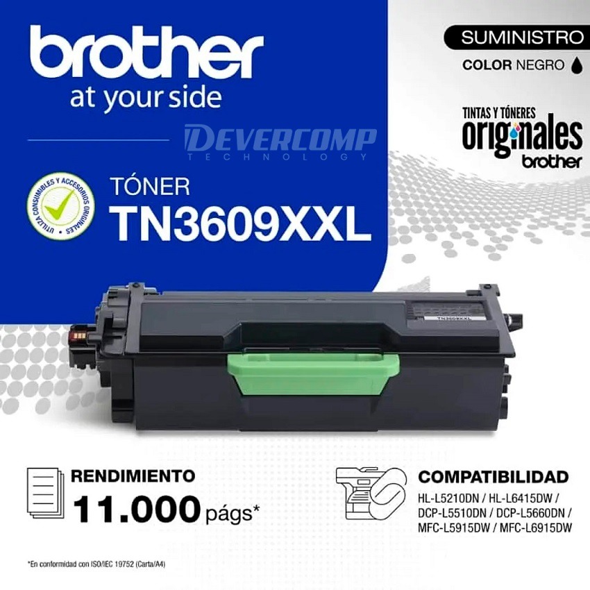 TONER BROTHER TN3609XXL (DCPL5660DN,MFCL6915DW,HLL5210DN,HLL6415DW) 11K PGS     